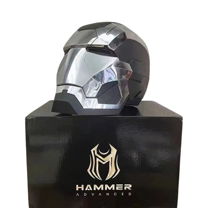 Iron Man 'War Machine - Iron Patriot' Helm (1:1) | Sprach- & Fernsteuerung, leuchtende Augen, elektrisches Cosplay (War Machine mit Fernbedienung)