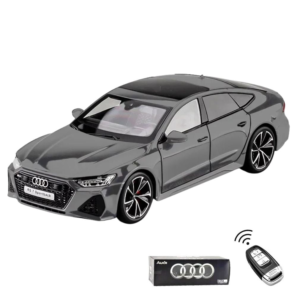 Audi RS7 Sportback Modellauto (1:18) mit Fernbedienung und Geschenkbox, Sound & Licht | Sammlerstück, Geschenk (Grau)