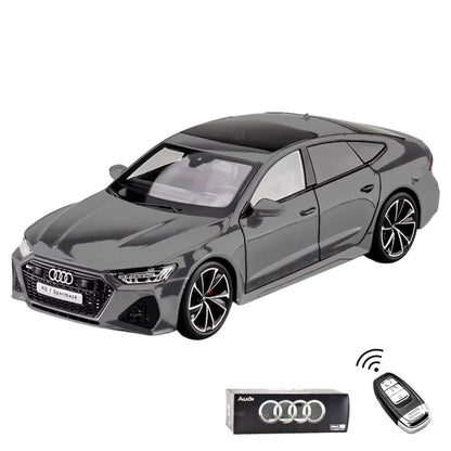 Audi RS7 Sportback Modellauto (1:18) mit Fernbedienung und Geschenkbox, Sound & Licht | Sammlerstück, Geschenk (Grau)