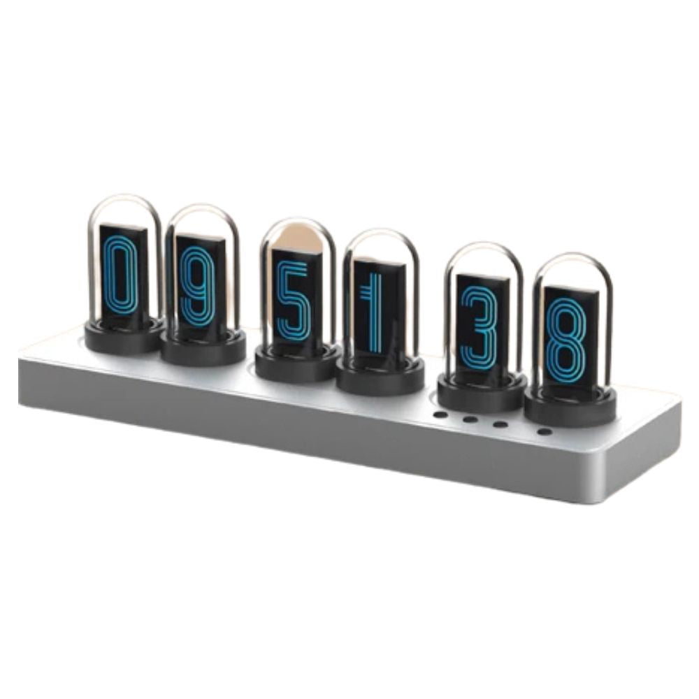 WLAN-gesteuerte IPS-Nixie-Tube Uhr mit RGB-Lichteffekt: Smart, Stylisch & Individuell (Silber)