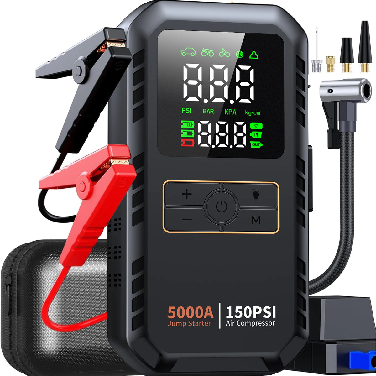 4-in-1 Starthilfe 5000A mit Luftkompressor und Powerbank