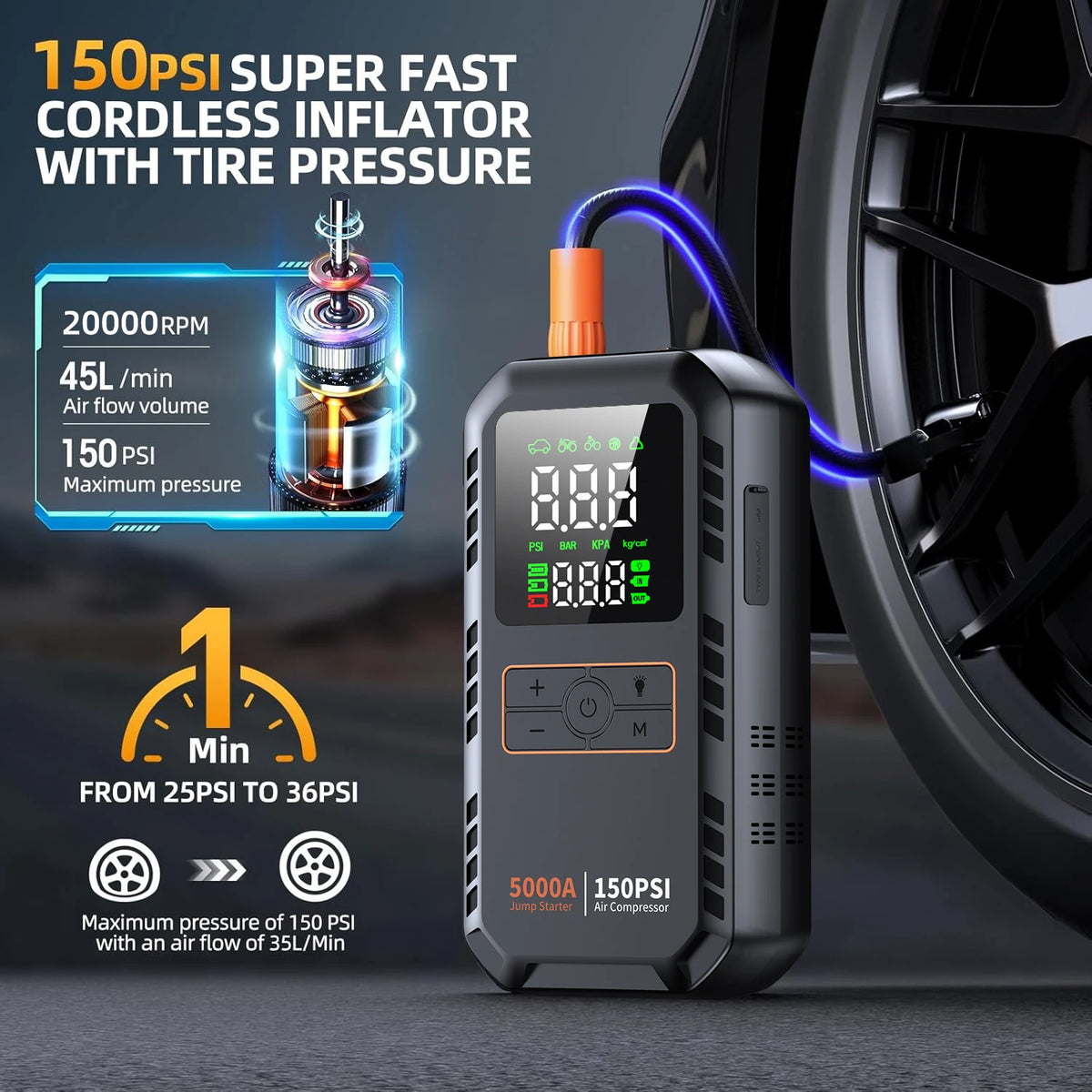 5000A Jump Starter mit LED-Anzeige