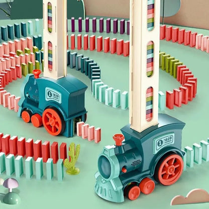 63-teiliges Dominozug-Elektroauto-Bausatz | Kreatives DIY-Spielzeug für Kinder und Erwachsene3